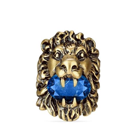 gucci lion ring with blue stone|female gucci lion ring.